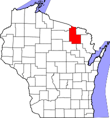 State map highlighting Forest&#32;County