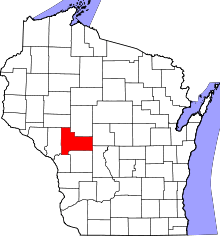 Map of Wisconsin highlighting Jackson County