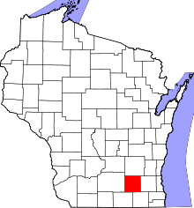 Map of Wisconsin highlighting Jefferson County