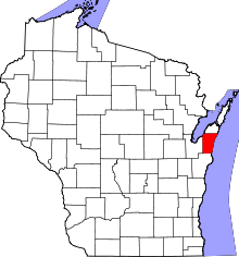 State map highlighting Kewaunee&#32;County