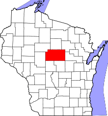 Map of Wisconsin highlighting Marathon County