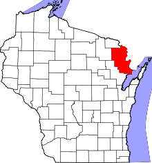 State map highlighting Marinette&#32;County