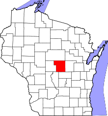 Map of Wisconsin highlighting Portage County