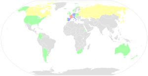 A map of the world showing the number of riders per nation represented in the race.