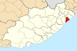 Map of the Eastern Cape with Port St Johns highlighted