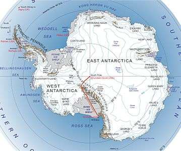 Map of East and West Antarctica