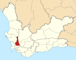The Drakenstein Local Municipality is located in the Cape Winelands district around the town of Paarl, to the east of Cape Town.