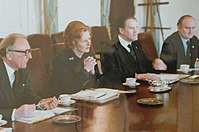 Thatcher photographed sitting with her ministers