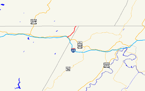 A map of far western Maryland showing major roads.  Maryland Route 546 connects I-68 and US 40 with Finzel.