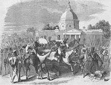  "Indian Mutiny: Massacre of officers by insurgent cavalry at Delhi," from the Illustrated London News, 1857