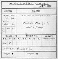 Material Card, Frankford Arsenal, 1886