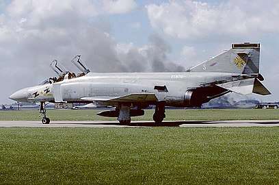 A No. 111 Squadron McDonnell Douglas F-4K Phantom FG.1, an aircraft closely associated with RAF Leuchars.