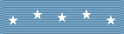 A light blue ribbon with five white five pointed star