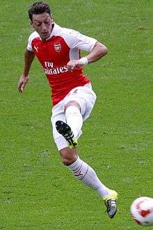 A colour photograph of Mesut Özil, who was one of six Arsenal players to have scored a goal in the 2015 Emirates Cup.