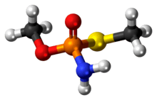 Ball-and-stick model of the methamidophos molecule