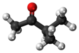 Ball-and-stick model of the methyl isopropyl ketone molecule