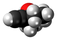Space-filling model of methylpentynol