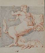 Sculpture of a fight between a man and a centaur