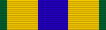 Width-44 golden yellow ribbon with width-4 emerald green stripes at the edges and a central width-12 ultramarine blue stripe