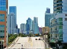 Miami Avenue facing south as it crosses the Miami River into Brickell