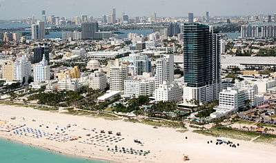 Aerial view of modern beachfront buildings