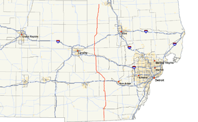 M-52 runs north–south in southeastern Michigan west of Detroit