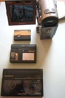 Various-sized videotapes with camcorder