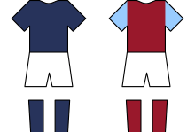 The kits of Millwall and West Ham