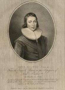 Engraving of John Milton aged 21 by William Nelson Gardiner.