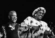 Makeba and Dizzy Gillespie on a stage