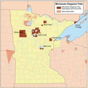 map of Chippewa land in Minnesota