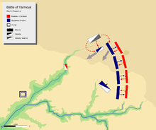 day 6 phase 1, showing khalid's flanking maneuver at Byzantine left flank routing Byzantine left wing and its cavalry units.