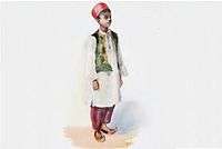 image of a standing boy in a religious costume