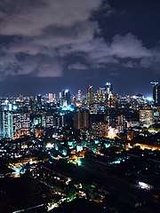 A view of Mumbai's skyline at night.