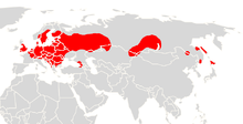 Map showing distribution of species in Eurasia