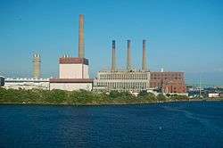 Mystic Generating Station from across the Mystic River