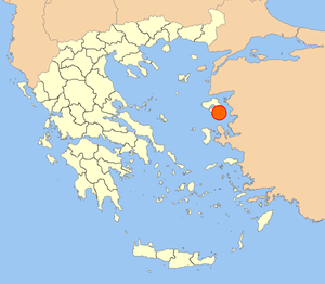 Map showing the location of Mytilene