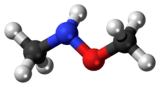 Ball-and-stick model of the N,O-dimethylhydroxylamine molecule