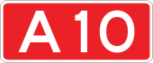 A10 motorway shield}}