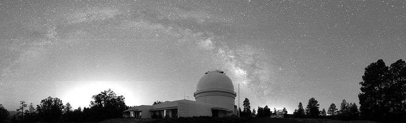 Night-time panoramic of operations at the United States Naval Observatory Flagstaff Station (NOFS)