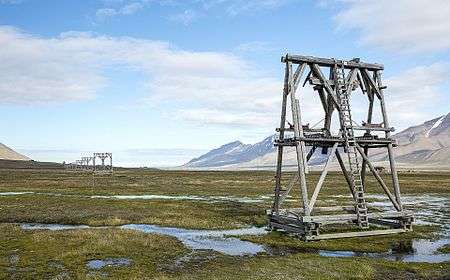 Old cable tower from Adventdalen to Longyearbyen, Svalbard