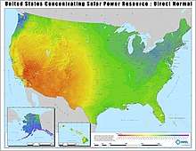 Incoming solar radiation for the United States