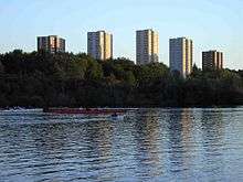 Apartment blocks photographed across the Erdre