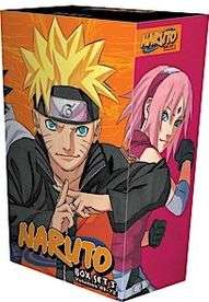 The box cover with the front showing Naruto, and the right side Sakura.