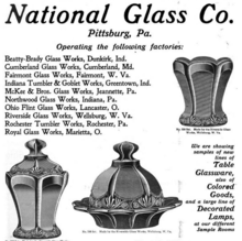 old advertisement from 1903 for a glass trust and its factories