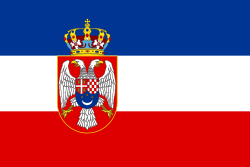 a flag with an offset coat of arms