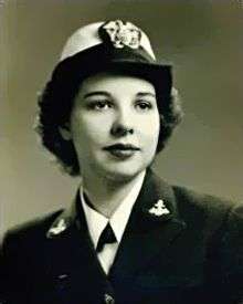 Pictured is Ensign Winnie Breegle in dress unif0rm, a cryptographer, who was an officer in the WAVES.