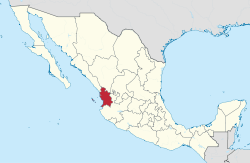 Map of Mexico with Nayarit highlighted