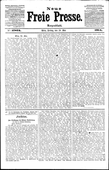 An old newspaper written in German Fraktur script. The date printed on the newspaper is 29 May 1914.