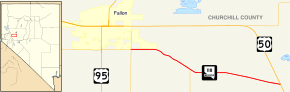 Nevada State Route 118 runs west to east southwest of Fallon, Nevada, to US 50.
